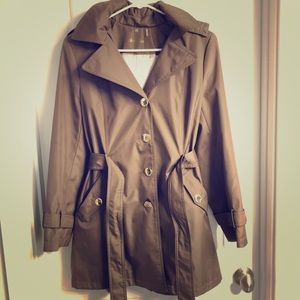 Calvin Klein Petite Hooded Belted Trench Coat